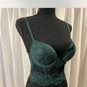 Victoria's Secret Dark Green Lace Pushup Bustier